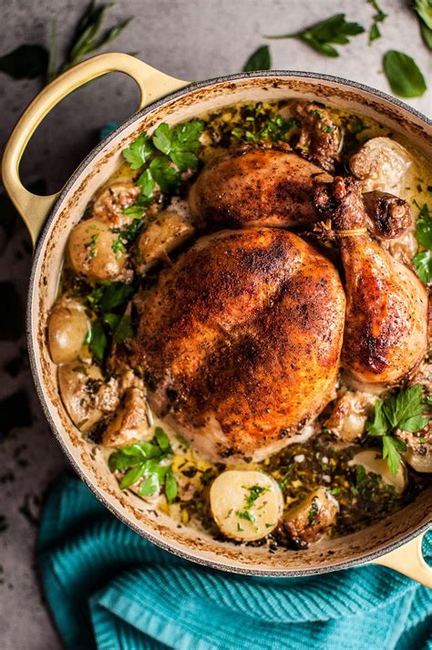 Creamy Lemon and Herb Pot Roasted Chicken • Salt & Lavender