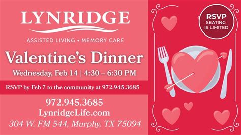 Valentine’s Dinner, Lynridge Assisted Living & Memory Care, Wylie, 14 ...