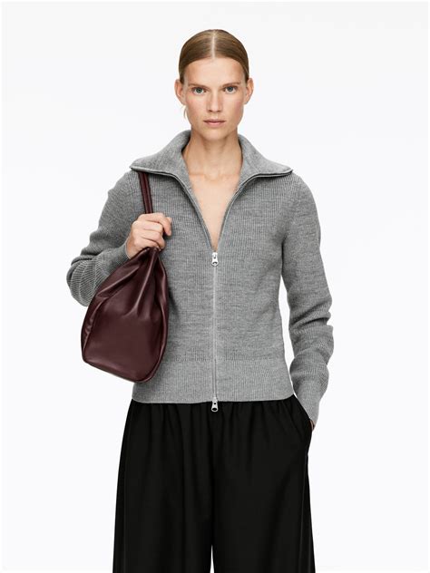 Wool-Cotton Zip Cardigan – Grey – Women – ARKET GB