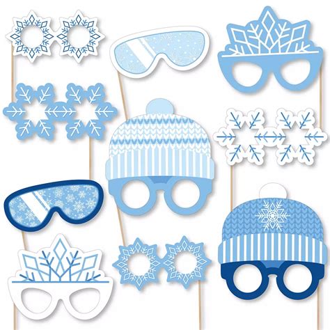 Big Dot Of Happiness Blue Snowflakes Glasses And Headpieces - Paper ...