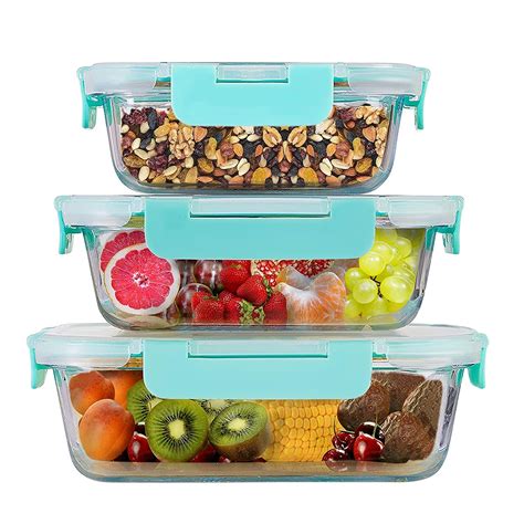 Buy Amazon Brand - Solimo Glass Storage Containers with Break-Free ...