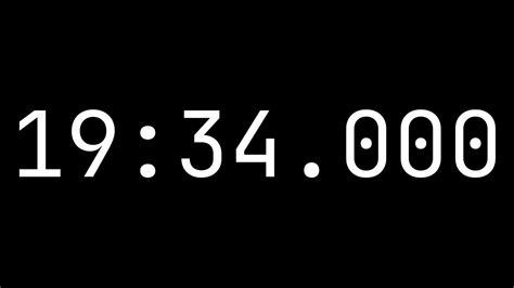 Countdown timer 19 minutes, 34 seconds [19:34.000] - White on black ...
