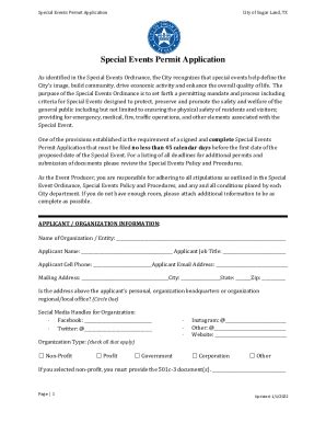 TX Special Events Permit Application - City Of Sugar Land 2022-2026 ...