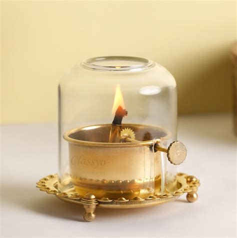 Buy Classyo Brass Akhand Diya with Adjustable Bati, with Screw Lever ...