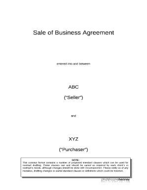 Sale of Business Agreement Doc Template | pdfFiller
