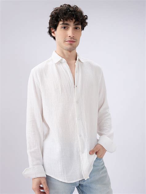 Elegant Cloud White Double Cloth Shirt – Vastrado