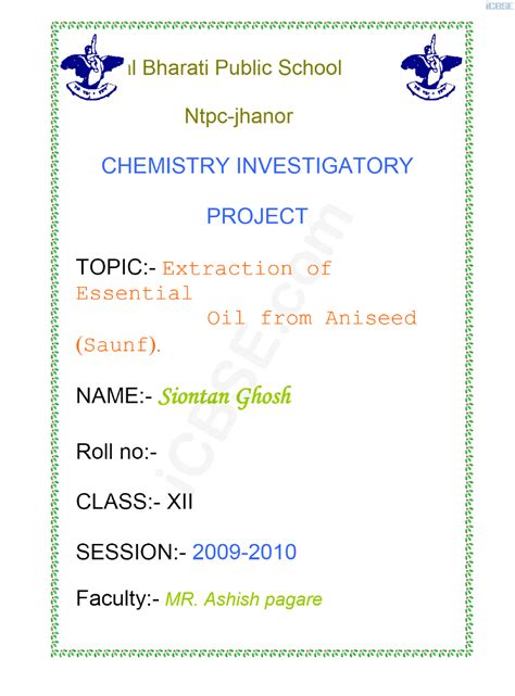 Chem IP - Extraction of Essential Oil from - Copy - Class 12 CBSE - Studocu