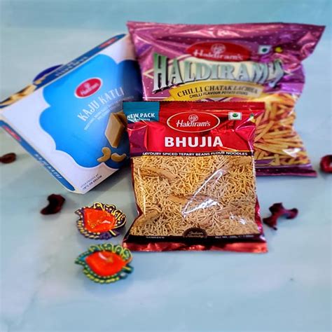Send Two namkeen combo with haldiram kaju katli and diyas Online - DW21 ...