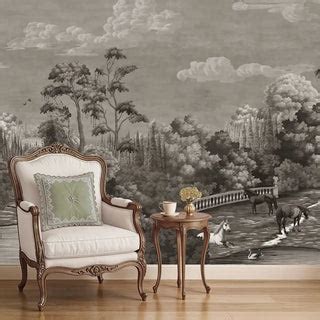 Manor Estate European Vintage Theme Wallpaper, Black & White, Custom ...