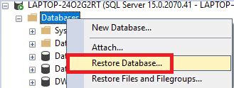 Image result for How to Restore Database Using SSMS V1.8