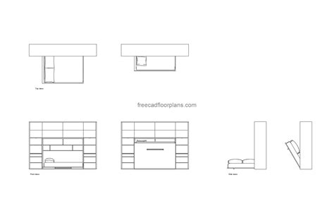 Horizontal Murphy Bed - Free CAD Drawings