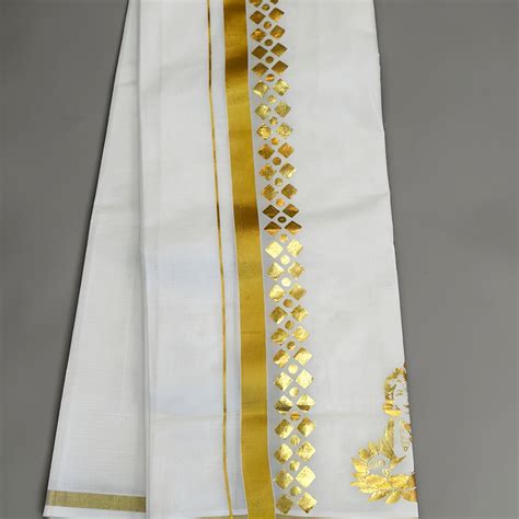 Mens Golden special dhoti for special occasions 4 meter – Kuthampully ...