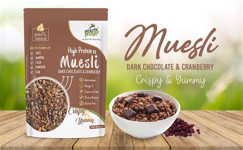 Health Ninja Dark Chocolate Muesli (High Protein) (900gm) : Amazon.in ...