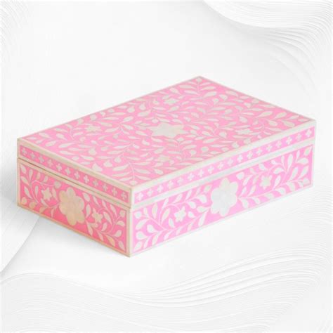 Floral Bone Inlay Box Pink – Luxury Handicrafts
