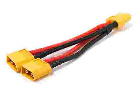 XT60 10cm 16 AWG Dual Extension y Splitter 2 Male 1 Female Pack 5