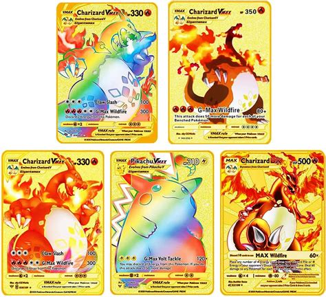 Buy 5Pcs Charizard Vmax Metal Gold Plated Cards – Ultra Rare Cards ...