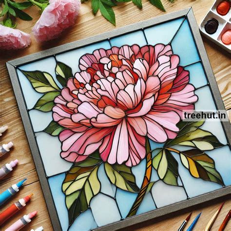 Peony Flower Stain Glass Painting Ideas