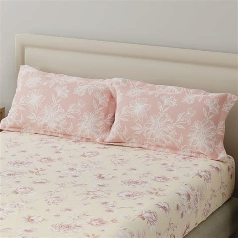 Buy LAYERS Basicx Cotton 120TC Floral Print 3Pcs Queen Bedsheet Set ...