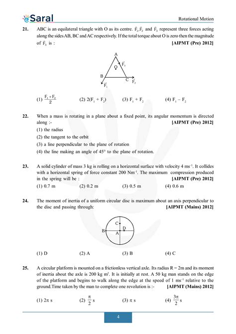 NEET Rotational Motion PYQs with Solutions | eSaral
