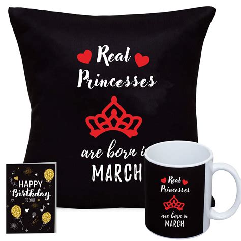 Kaameri Bazaar Real Princesses are Born in March Satin Cushion Cover ...