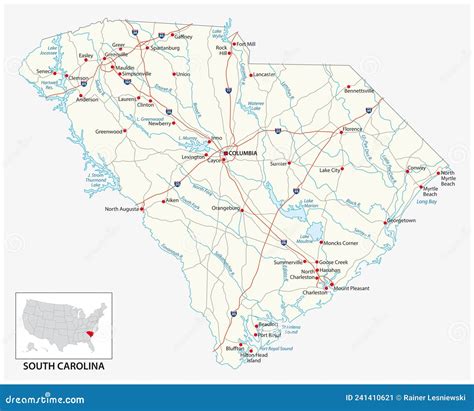 State South Carolina Map On Transparent Background. Blank Map Of South ...