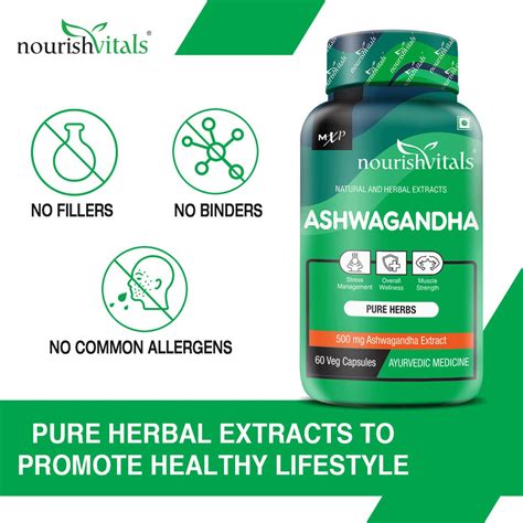 Buy NOURISHVITALS ASHWAGANDHA PURE HERBS 500 MG ASHWAGANDHA EXTRACT 60 ...