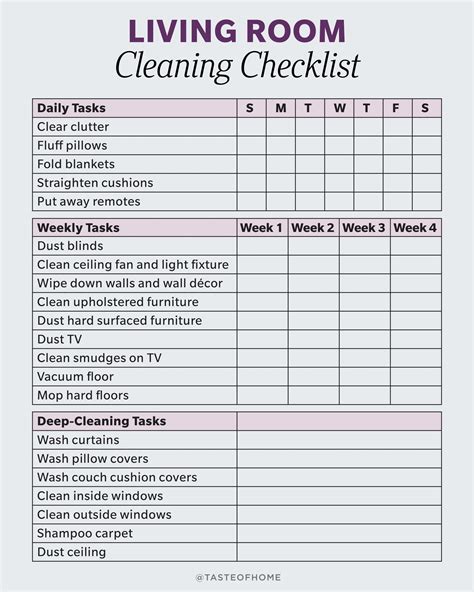 Cleaning The Living Room Checklist