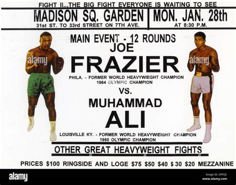 JOE FRAZIER v MUHAMMAD ALI Poster for their fight at Madison Square ...