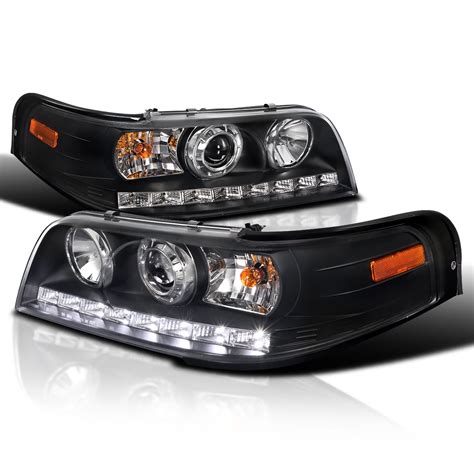 Spec-D Tuning SMD LED Black Projector Headlights Compatible with 1998-2011 Ford Crown Victoria ...