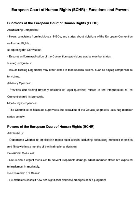 European Court Human Right (ECHR) Functions and Powers - European Court ...