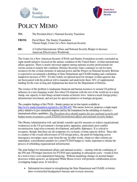 Policy Memo Sample | PDF | United States Agency For International ...