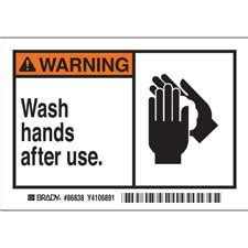 WARNING Wash hands after use. Labels - Brady Part: 86838 | Brady ...