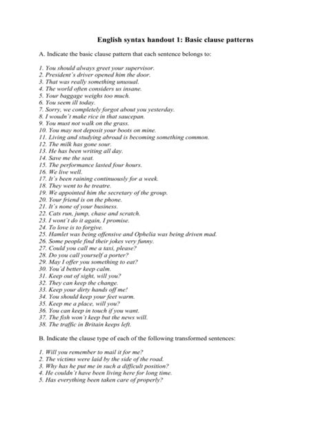 Image result for Basic Clause Patterns