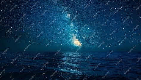 Premium Photo | Amazing starry sky over sea at night