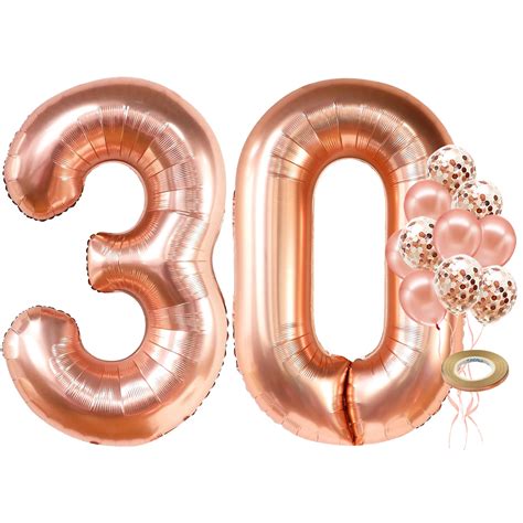Buy KatchOn, Big Rose Gold 30th Birthday Balloons - 40 Inch | 30th ...