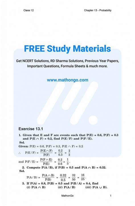 Image result for Probability Class 12 NCERT Solutions