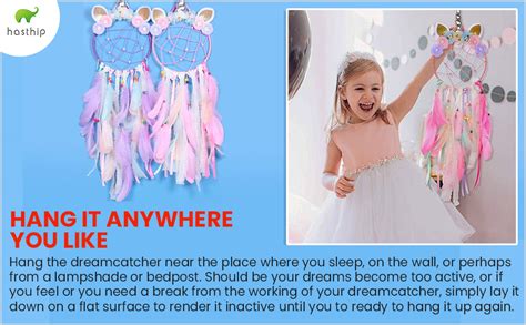 HASTHIP Cotton Thread, Shiny Pearls Net Unicorn Dream Catcher Colourful ...