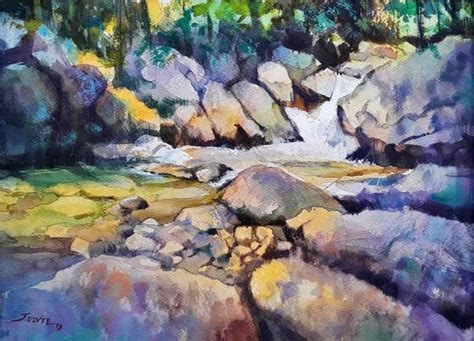 "Borivali National Park": Light Brown Watercolor Painting by Jitendra ...