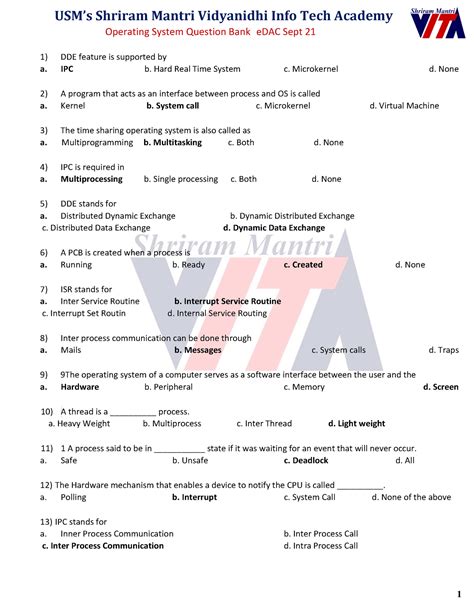 Operating System Question Bank e DAC Sept 21 - IPC b. Hard Real Time ...