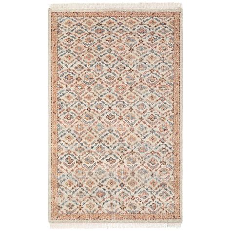 Obeetee Palace 5 x 8 (ft) Knotted Wool Beige Rectangular Indoor Trellis ...