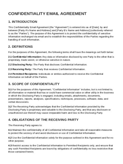 Confidentiality Email Agreement Template - Fill Out, Sign & Share ...