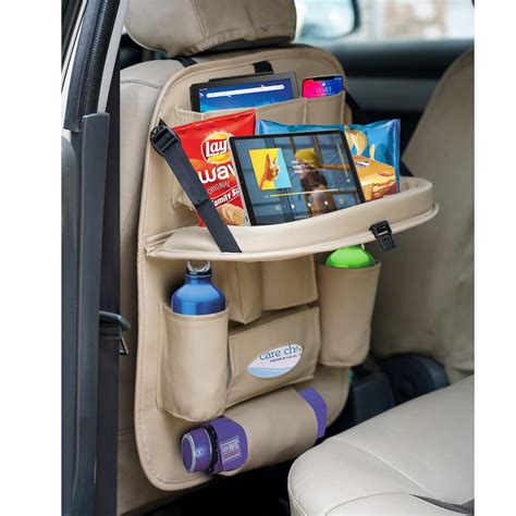 Cohome Leather Car Backseat Organizer with Foldable Dining Table Tray ...