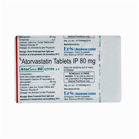 Atorsave 80 mg - Strip of 15 Tablets : Amazon.in: Health & Personal Care