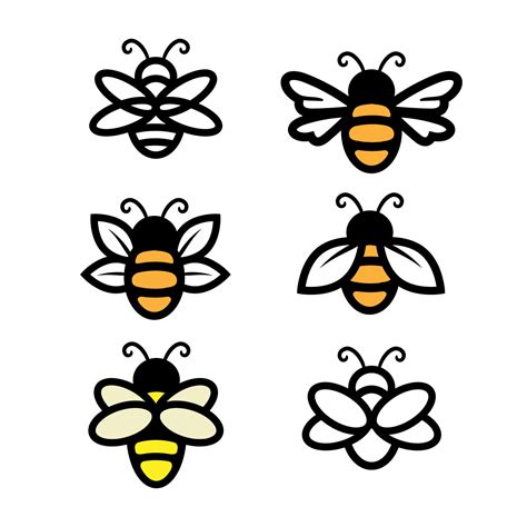 Bee set, simple line art design 1434096 Vector Art at Vecteezy