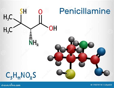 Penicillamine, D-penicillamine C5H11NO2S Molecule. It Is Chelating Agent, An Antirheumatic And ...