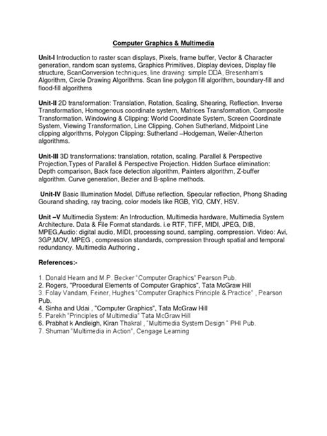 Image result for Computer Graphic Syllabus