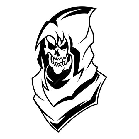 Premium Vector | Grim reaper vector grim reaper skull drawing black and ...