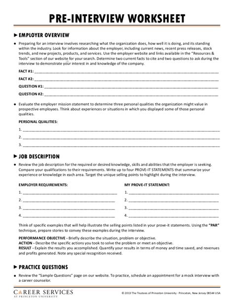 Image result for Interview Worksheet