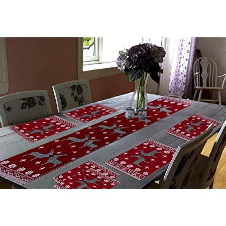 Buy Galaxy Home Decor Fabric Dining Table Runner with 6 Mats (Dear ...