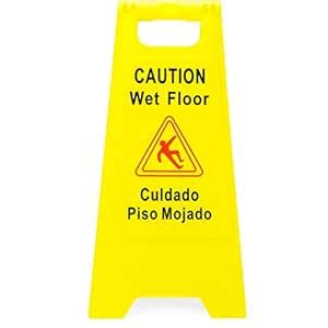 Yellow Caution Wet Floor Sign, 2-Sided Bilingual Warning – Slip & Fall ...